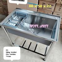 Gambar Bak cuci piring portable wastafel stainless rak kaki 80 cm - 80x50 oki dari nofiarfi undefined 3 Tokopedia
