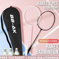 Gambar BBAK Raket Badminton Raket Bulu Tangkis Isi 2 Bahan FULL CARBON Berkualitas Olahraga Badminton Original Badminton Racket Free Tas Kok Bulutangkis - HitamCARBON, Raket + tas dari SKENDAZA STO undefined 1 Tokopedia