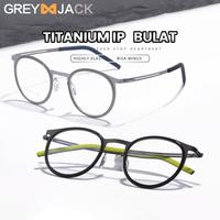 Gambar Grey Jack Frame Kacamata Bahan Titanium Model Bulat Ringan dan Simple Fashion Wanita Pria Bisa Minus Antiradiasi Blueray Photocromic Bluecromic 18038 - BLACK GUN, FRAME SAJA dari Grey Jack Eyewear undefined 1 Tokopedia