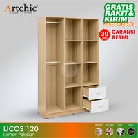 Gambar Lemari Pakaian 3 Pintu Tarik Laci _ ARTCHIC _ LICOS 120 _ Sonoma Oak_Titanium White dari Artchic Home Living undefined 2 Tokopedia