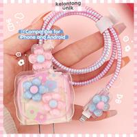 Gambar Super Promo Kiyowo 3D - Set Paket Cover Pelindung Kepala & Kabel Charger Spiral / Cable Set Protector - Compatible For Iphone Android - Flower CPSK-002 dari Lapak Olivia Martin undefined 1 Tokopedia