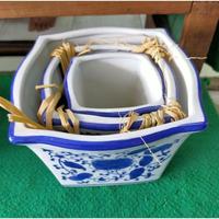 Gambar Terlaris Pot Keramik Biru Putih Segi Empat / Pot Kotak Keramik Biru Putih dari GEMATIE undefined 3 Tokopedia