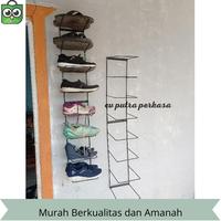 Gambar Rak sepatu susun 10 bahan besi/Rak gantung sepatu tempel dinding/Rak display sepatu besi - Hitam 5 susun dari putra perkasa stores undefined 2 Tokopedia