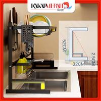 Gambar Rak Piring Dapur Wastafel Gantung Penyimpanan 2 Susun 85 cm Hitam Kokoh Anti Karat - Standar dari KakapMerah Shop undefined 4 Tokopedia
