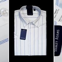 Gambar STANLEY ADAMS Kemeja Pria Lengan Pendek Formal Reguler Fit Putih Motif Garis Biru | Hem Pria - 17/XXXL dari WD & Co. undefined 1 Tokopedia