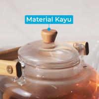 Gambar Teko Teh Kaca Saringan Gagang Kayu Tahan Api Teapot Japanese Style - 1000 ml dari Moncloud Shop undefined 4 Tokopedia
