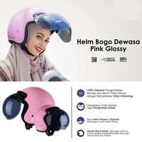 Gambar Helm Bogo Retro Doff Glossy Classic Pria Wanita Dewasa Warna Terkini SNI Cembung Kaca - Hitam Glossy, Cembung Smoke dari Anugerah Sejahtera Helmet undefined 5 Tokopedia