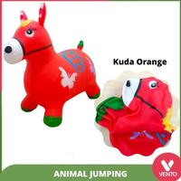 Gambar Kuda Kudan Karet Jumping Animal Mainan Tunggang Anak Genjot Hewan - Dino Orange dari Berkaah Toys undefined 1 Tokopedia