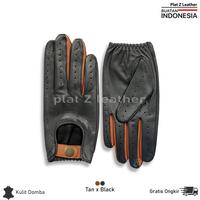 Gambar Sarung tangan kulit motor asli Garut Cafe racer N01 - Tan x Hitam 2, L dari PLAT Z LEATHER undefined 4 Tokopedia