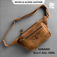 Gambar Tas Selempang Kulit Asli WAISBAG Sling Bag Pria Ori Distro Cowok Murah - TAN dari Reven Leathers undefined 1 Tokopedia