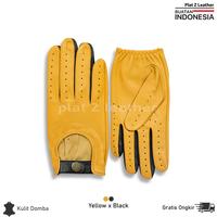 Gambar Sarung tangan kulit motor asli Garut Cafe racer N01 - Tan x Hitam 2, L dari PLAT Z LEATHER undefined 2 Tokopedia