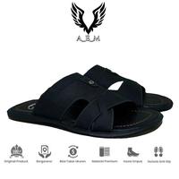 Gambar No 48 47 46 45 44 - Sandal Bapak-Bapak Selop Ukuran Jumbo Besar / Sendal Casual Pria Kulit Asli Ukuran Big Size - Black, 44 dari Toko Va Big Size undefined 1 Tokopedia