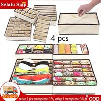 Gambar 4Pcs Kotak Penyimpanan Serbaguna Organizer Kain Sekat Laci Lemari Tempat Penyimpanan Celana Dalam Kaos Kaki Jilbab/Storage Box Underwear Storage Celana Dalam - Abu-abu muda dari WILLY AGS undefined 1 Tokopedia