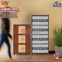 Gambar NANDOS TWIN BOX FIT - Lemari Pakaian Minimalis Naiba Swing Lemari Plastik Lemari Baju Double Cabinet - GREY, 2 SUSUN dari Uno Living Furniture undefined 3 Tokopedia
