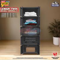 Gambar NANDOS TWIN BOX FIT - Lemari Pakaian Minimalis Naiba Swing Lemari Plastik Lemari Baju Double Cabinet - GREY, 2 SUSUN dari Uno Living Furniture undefined 4 Tokopedia