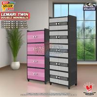 Gambar NANDOS TWIN BOX FIT - Lemari Pakaian Minimalis Naiba Swing Lemari Plastik Lemari Baju Double Cabinet - GREY, 2 SUSUN dari Uno Living Furniture undefined 1 Tokopedia