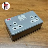 Gambar Stop kontak MK Metalclad K2946 ALM Double Pole Socket 13A 2 Gang Stop Kontak AC kaki 3 MK Metal Besi Ori Tipe Baru UK British dari Joy44 undefined 2 Tokopedia