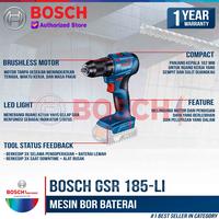 Gambar Bosch Mesin Bor Baterai Impact Drill Cordless GSR 185-Li 18V 2 Baterai dari Bosch Tools Authorized BTS undefined 3 Tokopedia