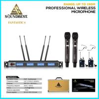 Gambar Microphone Wireless Soundbest Fantastic 4/2 Mic Pegang/Handheld 2 Mic Clip On/Headset Bando Original dari Megah Digital Store undefined 4 Tokopedia