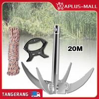 Gambar 4 Cakar Sabit Jangkar Kapal Lipat Besi Galvanis Jangkar Mini Lipat Besi Galvanis Untuk Pemotong Tanaman Air Rumput Air / Untuk Kapal Kecil Kano Aksesoris Pancing Dengan Tali 20m Dan Handle dari AA.Plus undefined 1 Tokopedia
