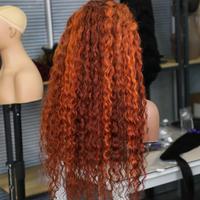 Gambar 30 34 Inch Water Wave 100% Human Hair Brazilian Remy Hair 200 Density 13x4 13x6 HD Lace Front Wig Curly Wigs 4/350 Ginger Orange dari kuyath undefined 3 Tokopedia