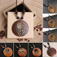 Gambar Kalung Kayu Etnik Kalung Bohemian Tali Panjang Wooden Leaves Necklace - Varian 1 dari Heni Gertimasil undefined 2 Tokopedia