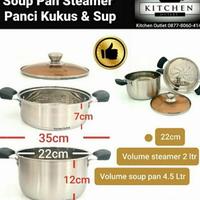 Gambar Ready Panci Kukus Kompor Induksi Panci Sop Steamer Pot Kukusan Dandang - 22cm dari kurindu store undefined 3 Tokopedia