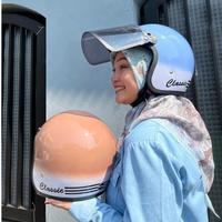 Gambar Helm Murah Bogo Gradasi Dewasa Retro Sni Helm Wanita Pria Free Buble Wrap Packing Aman Kaca Motorcycle Helmet - Ungu-Putih, Helm Saja dari Lancar Abadi Helmet undefined 4 Tokopedia