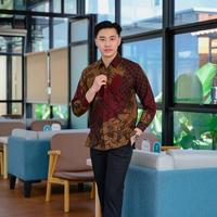 Gambar baju batik lengan panjang premium modern coklat klasik ukuran jumbo - Coklat, XXXL dari BATIK BAGUS JAKARTA undefined 3 Tokopedia