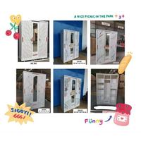 Gambar (READY MAKASSAR) NEW Lemari sliding besi 3pintu & 4 pintu + 2 laci bawah / lemari pakaian besi/ lemari pakaian gantung - 160x185 dari SHP STOR3 undefined 1 Tokopedia