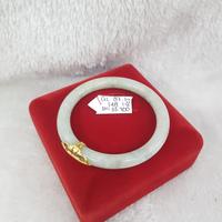 Gambar GL87i148i Gelang mata giok putih sembur variasi plipit emas daunan 2.100gr 16k 70% dari Paris Gold Jewelry undefined 3 Tokopedia