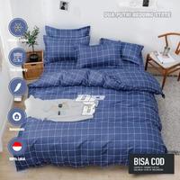 Gambar BEDCOVER SET SPREI FREE SARBAN & SARGUL Tinggi 30cm Kotak Aesthetic - Kotak Biru, BC:120+Sprei.90 dari GUDANG BEDROOM_NEW undefined 1 Tokopedia