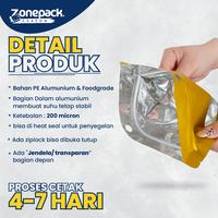 Gambar Sablon Standing Pouch Alumunium Windows Warna Gold | (Isi 100pcs) Sablon 1 Warna 1 Sisi FREE DESIGN  Kemasan Kopi | Kemasan Snack Ziplock - 9 x 13 cm dari Zonepack Custom undefined 2 Tokopedia
