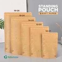 Gambar (PACK) Standing Pouch Kraft Paper Plastik Klip kemasan Kertas Food Grade Snack Makanan Delkochoice - Window Premium, 12x20cm dari kilat packing undefined 4 Tokopedia