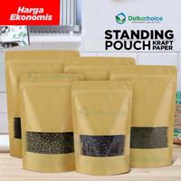 Gambar (PACK) Standing Pouch Kraft Paper Plastik Klip kemasan Kertas Food Grade Snack Makanan Delkochoice - Window Premium, 12x20cm dari kilat packing undefined 3 Tokopedia