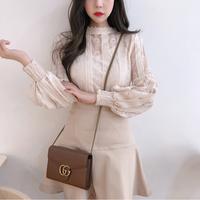 Gambar YOVA Lovely Puff Lace Blouse Pakaian Korea K-Fashion Balon Brokat Kondangan Nyaman Wanita Cantik Keren Sifon Belah Samping Pleated - pink, S dari YOVA BOUTIQUE undefined 1 Tokopedia