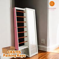 Gambar Cermin Standing Mirror  Makeup &  Rak Hijab - Standing Mirror Full Body Dengan Lampu LEDMIRA A1pink - Makeup, Pakai Lampu dari Adigung Living undefined 5 Tokopedia