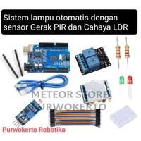 Gambar sistem lampu otomatis berbasis Arduino uno dengan sensor gerak pir dan sensor cahaya ldr dari Ardusstoree undefined 1 Tokopedia