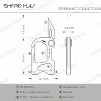 Gambar Sharp Hill EDC Mini 6 in 1 TC4 Titanium Carabiner Keychain with M390 Blade SA-09 dari Semut Emas undefined 3 Tokopedia