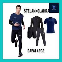 Gambar Yanto_ 4 In 1 - Stelan Olahraga Pria Baju Jersey Celana Pendek Legging Panjang Baju Manset Lengan Panjang Sport Futsal Lari Gym Basket Voly Sepeda Mendaki Sepak Bola " - 4 IN 1 HITAM, M) 40-55 kg dari Yanto-Uluoo undefined 3 Tokopedia