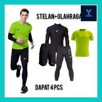 Gambar Yanto_ 4 In 1 - Stelan Olahraga Pria Baju Jersey Celana Pendek Legging Panjang Baju Manset Lengan Panjang Sport Futsal Lari Gym Basket Voly Sepeda Mendaki Sepak Bola " - 4 IN 1 HITAM, M) 40-55 kg dari Yanto-Uluoo undefined 5 Tokopedia