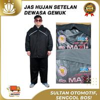 Gambar Jas hujan Setelan Jaket Celana Orang Gemuk Gendut JUMBO uk XXL MAXI+ - Hitam dari Baka Raincoat undefined 1 Tokopedia