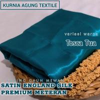 Gambar ½ Meter Kain Satin Silk Premium warna EMERALD TOSCA Bahan Furing Kebaya Gaun Mewah Meteran dari Toko Kain Kurnia Agung undefined 1 Tokopedia