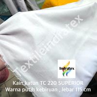 Gambar ( per setengah meter ) kain katun jepang putih polos tebal TC 220 DIAMOND meteran lebar 115 cm bahan baju hem kemeja atasan seragam sekolah kerja putih kerudung jilbab hijab segi empat spanduk lukis pecel lele mori kafan sarung lapisan bantal guling layar - putih bersih, per panjang setengah meter dari textileindratex undefined 5 Tokopedia
