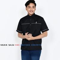 Gambar Baju Kerja Murah Custom Bordir#Seragam Kantor#Pabrik#Restoran#Lapangan Termurah Ready Terbaik - navy Lis kuning, S dari DenisterStore undefined 1 Tokopedia