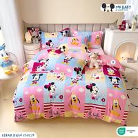 Gambar Sprei Katun Halus Anak Star MK Baby Donald Daisy Duck Mickey Minnie Mouse Donal Desi Bebek Pluto Dog Miki Mini Tikus Disney Chibi Cartoon Kartun Dusty Pink Blue Biru Yellow Kuning AJ CVC Viscose Chief Value Local Cotton Lokal Bed Sheet Bedsheet Seprei - 90x200, tinggi 20cm dari Toko Yovo undefined 1 Tokopedia