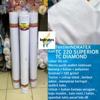 Gambar ( per setengah meter ) kain katun jepang putih polos tebal TC 220 DIAMOND meteran lebar 115 cm bahan baju hem kemeja atasan seragam sekolah kerja putih kerudung jilbab hijab segi empat spanduk lukis pecel lele mori kafan sarung lapisan bantal guling layar - putih bersih, per panjang setengah meter dari textileindratex undefined 1 Tokopedia