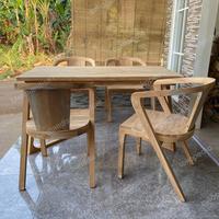 Gambar Satu Set Meja Makan Kaki V Model Retro Scandinavian - Kursi Cafe Resto - Non Finishing dari Merchandise Furniture undefined 3 Tokopedia