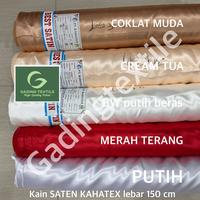 Gambar ( per 1 roll ) kain SATEN KAHATEX satin polos lebar 150 cm polyester bahan baju bridesmaid gamis nari tari dekorasi dekor ruangan hordeng gorden background backdrop foto umbul bendera merah putih kacu slayer pramuka hidden box hantaran toga wisuda - Putih, 1 roll isi 45 meter dari gadingtextile undefined 4 Tokopedia