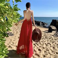 Gambar Dress Merah red Beachwear baju Pantai Wanita wanita premium Fashion Import Murah Bali Maxi D0490 - S dari HLbeachwear Bali undefined 1 Tokopedia